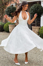 Clara | Women Wedding Guest Halter Midi Dress